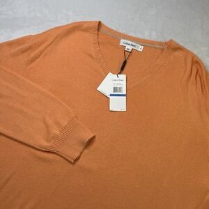Calvin Klein Sweater Mens XL Orange Sorbet V-Neck Lightweight NWT